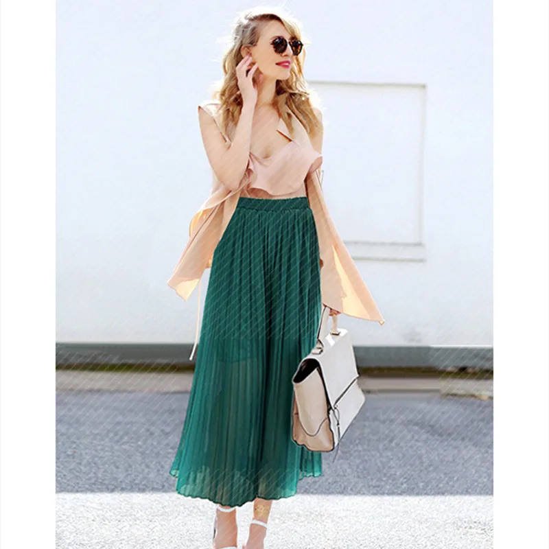 

2022 High Waist Loose Pleated Chiffon Wide-Leg Pants Women'sLarge Size Lightweight Breathable Flared Trousers new Spring Fashion