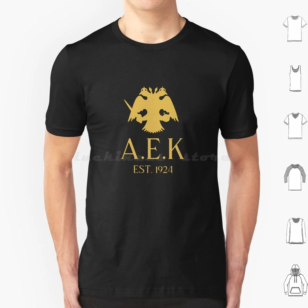 

Aek, Золотая Футболка большого размера, 100% хлопок, Aek, Афины, Aek, Афины
