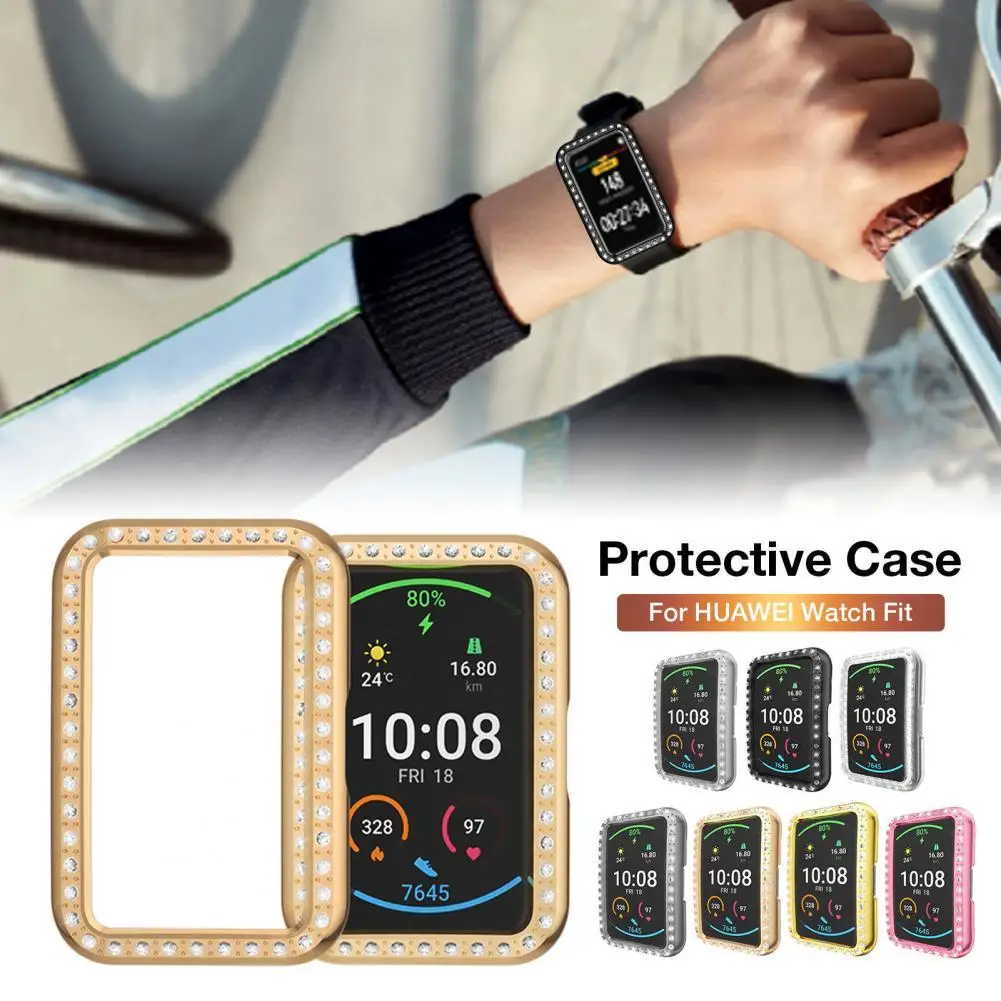 

Protective Case Protective Shell Rhinestone Inlaid Full PC Smartwatch for HUAWEI Watch Fit Smart Accessories