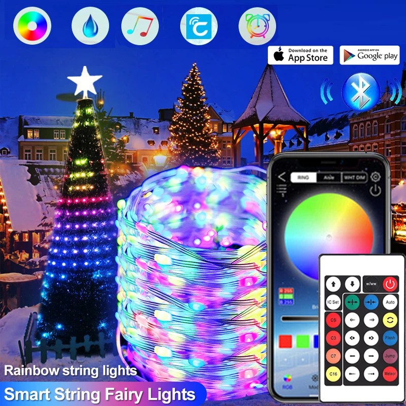 

Lighting Strings RGBW Remote Smart Bluetooth USB Garland Lamp Outdoor Indoor Room Party Christmas Decor LED Fairy String Light