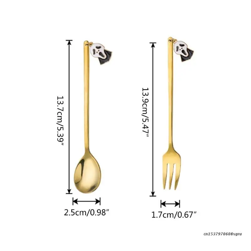 6 шт. вилки на Хэллоуин ложка для перемешивания десерт кофе столовые приборы