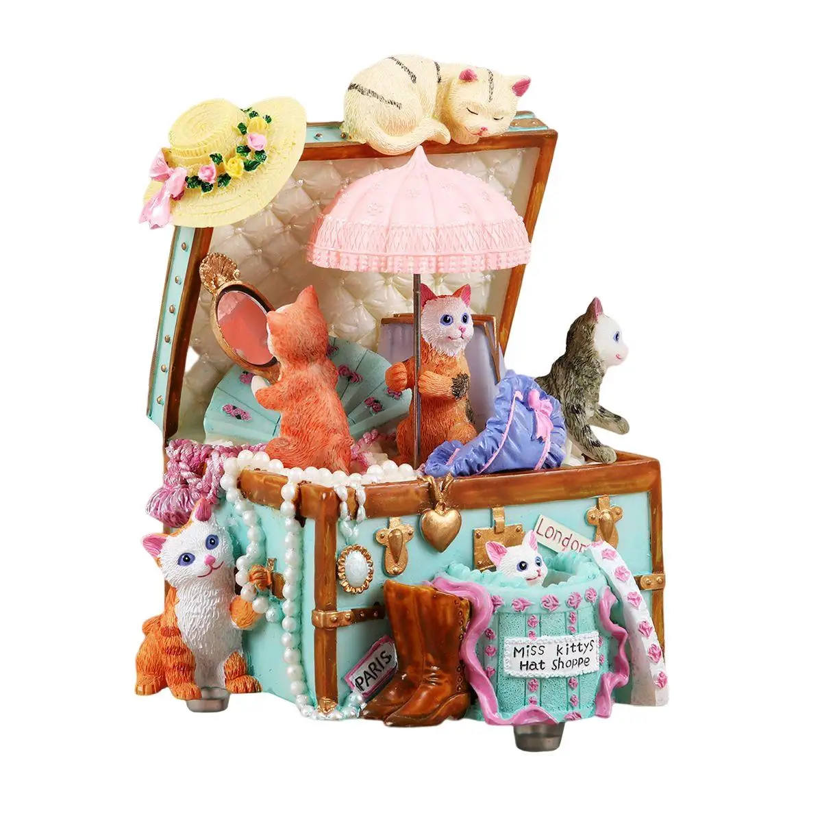Christmas Cat Gift Box Statue Creative Adornment Collectible Modern Resin Figurine for Bedroom Office Living Room Cabinet Shelf