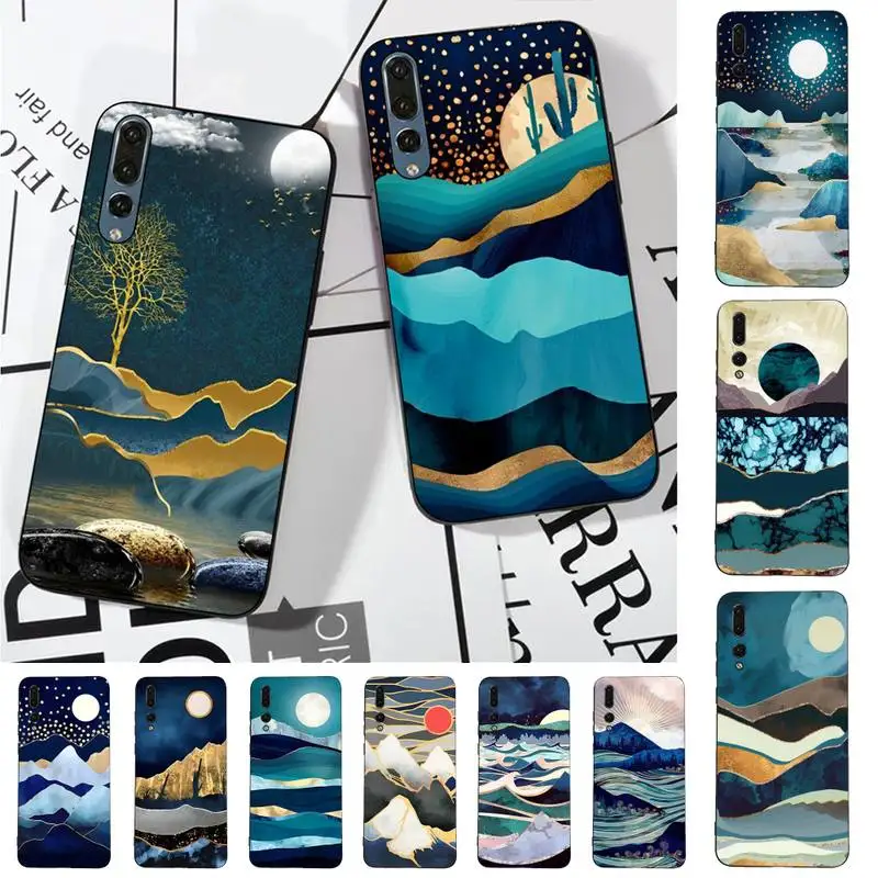 

Mountain Marble Moon Phone Case for Huawei P30 40 20 10 8 9 lite pro plus Psmart2019