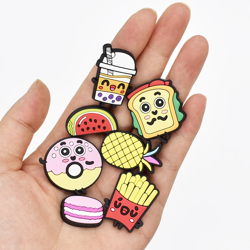 100Pcs Food Coffee Pizza Croc Charms Accessories for Shoe Wristband Bracelet Decoration, Fit for Festive and Party Gifts