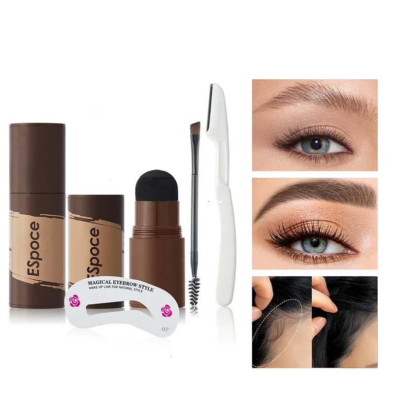 

for Hairline Contour 3 In 1 Eyebrow Stamp Kit Brow Powder Waterproof Long Lasting Eyebrows Shaping with Brow Card Stencils