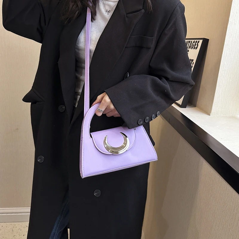 2023 New Solid Moon Ladies Shoulder Bags For Women Fashion PU Leather Small Handbags Sweet Ladies Crossbody Bag