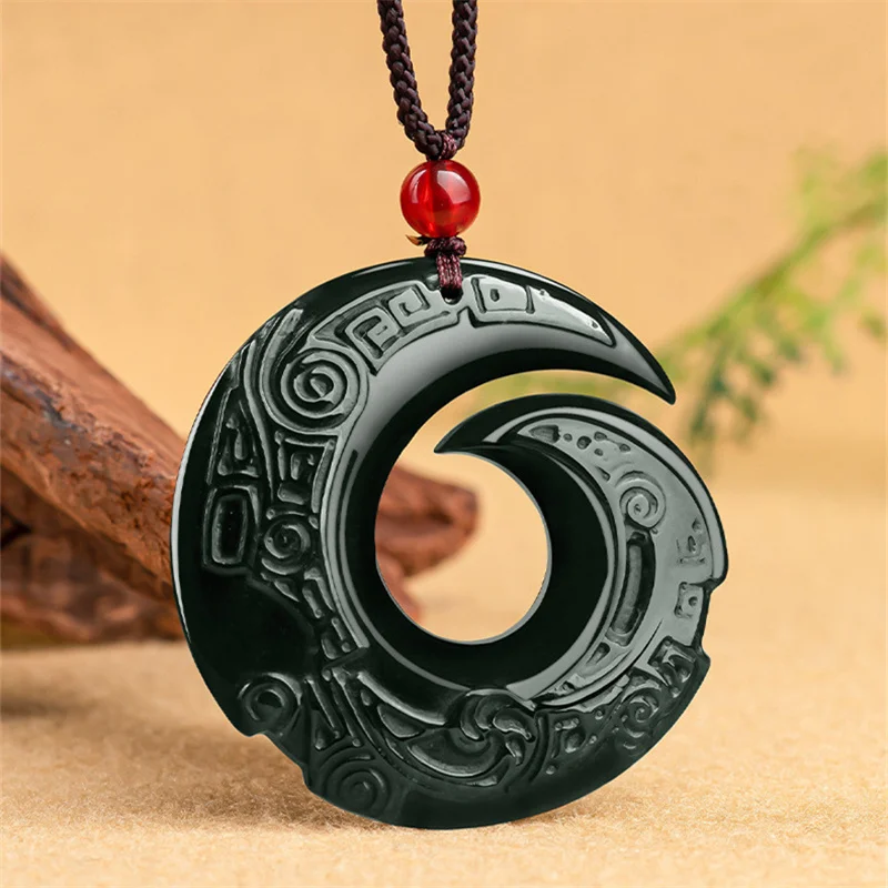 

Mai Chuang/ Hand Carved/ He Tian Cyan Jade Necklace Pendant Fashion Elegant Personality Jewelry Men and Women Couple Gift Amulet