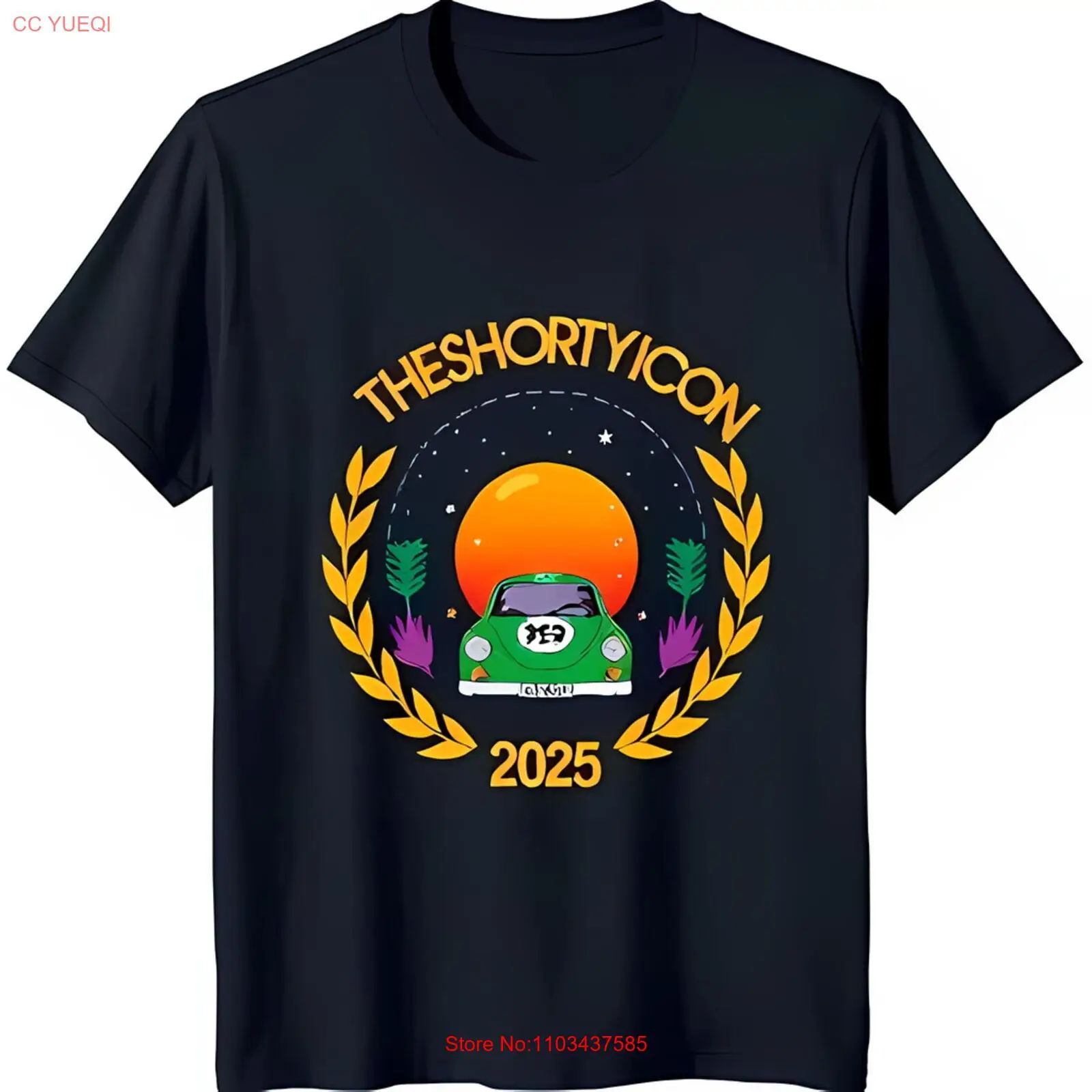 Винтажная черная футболка с рисунком Sunset The Shorty 2025г