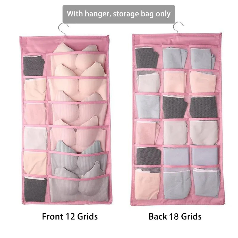 

18Grid Double-sided Mesh Wardrobe Storage Hanging Organizers For Underwear Bra Socks Necktie Folding Closet Clothing Rack Hanger