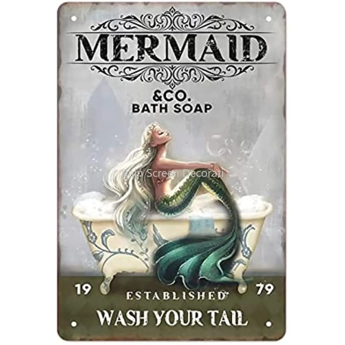 

New Metal Tin Sign Vintage Funny Bathroom Mermaid Farmhouse Bathroom Cute Modern Cool Unique Powder for Home