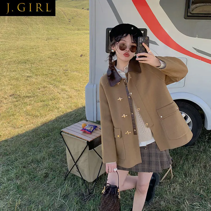 

Женская однобортная свободная шерстяная вставка в японском стиле