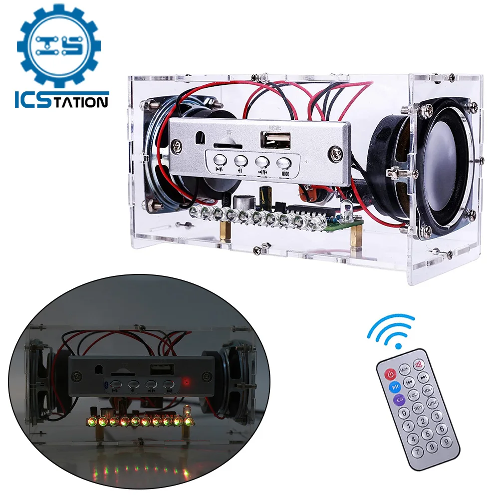 2*3W Bluetooth Speaker DIY Electronic Kit Soldering Practice Music Spectrum LED Flashing Light Voice Control Sound Amplifier