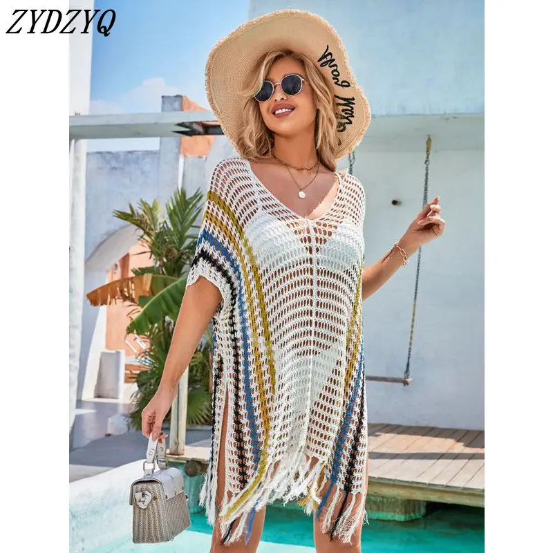 

Сексуальные пляжные платья ZYDZYQ для женщин, летняя вязаная Пляжная накидка с вырезами, купальник, одежда для пляжного отдыха, Солнцезащитная...