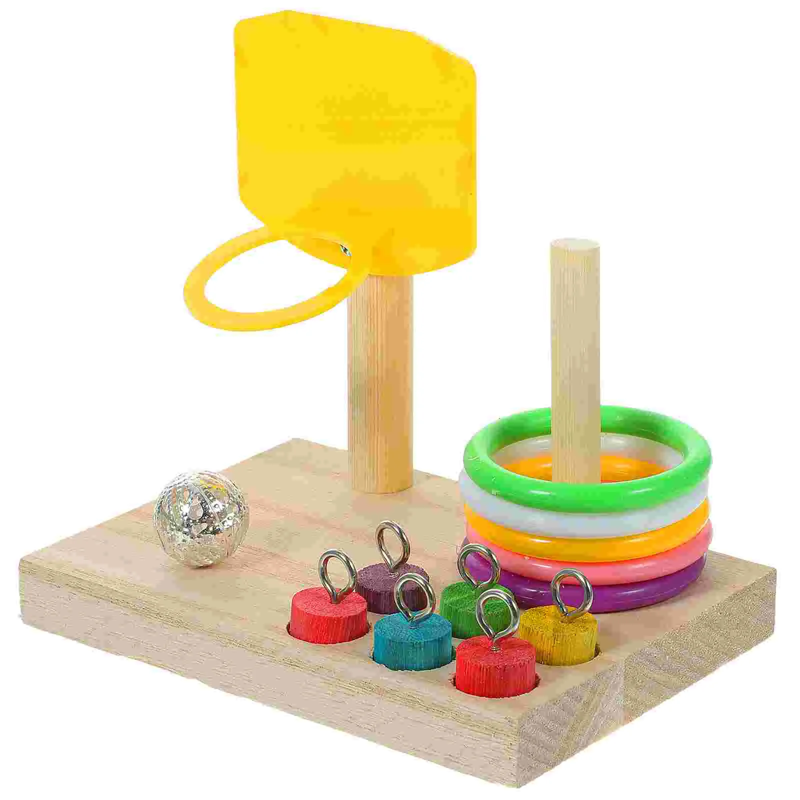 

Parrot Plaything Bird Stacking Ring Basketball Wood Toy Shoot Birds Supplies Perches Toys