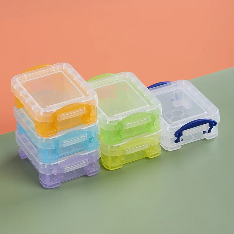 

Cute transparent color storage box desktop mini storage box model parts finishing storage box