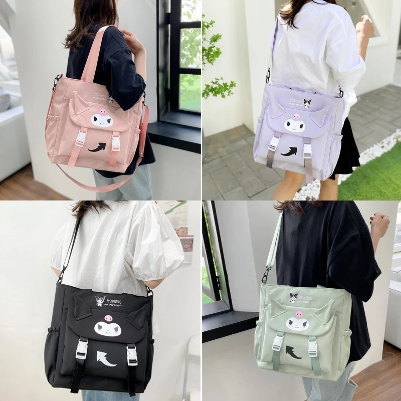 

Сумка на одно плечо Kuromi Sanrios, модная сумка из ткани Оксфорд для студентов колледжа, подходит для учебы