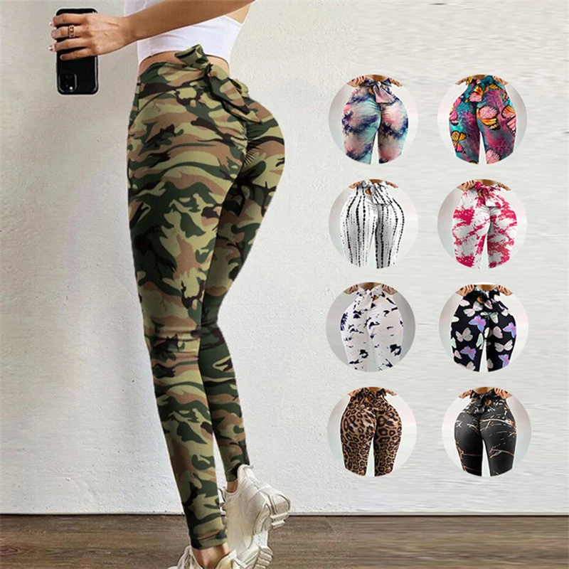 

\Women Leggings High Elastic Skinny Camouflage Legging Slim Army Green Jegging Fitness Leggins Gym Sport Print Bowknot Pants XXL