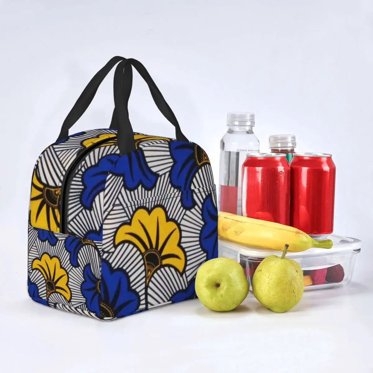 Custom Geometric Ankara Pattern Lunch Bag Men Women Thermal Cooler Insulated Lunch Boxes for Student School lunchbag images - 6