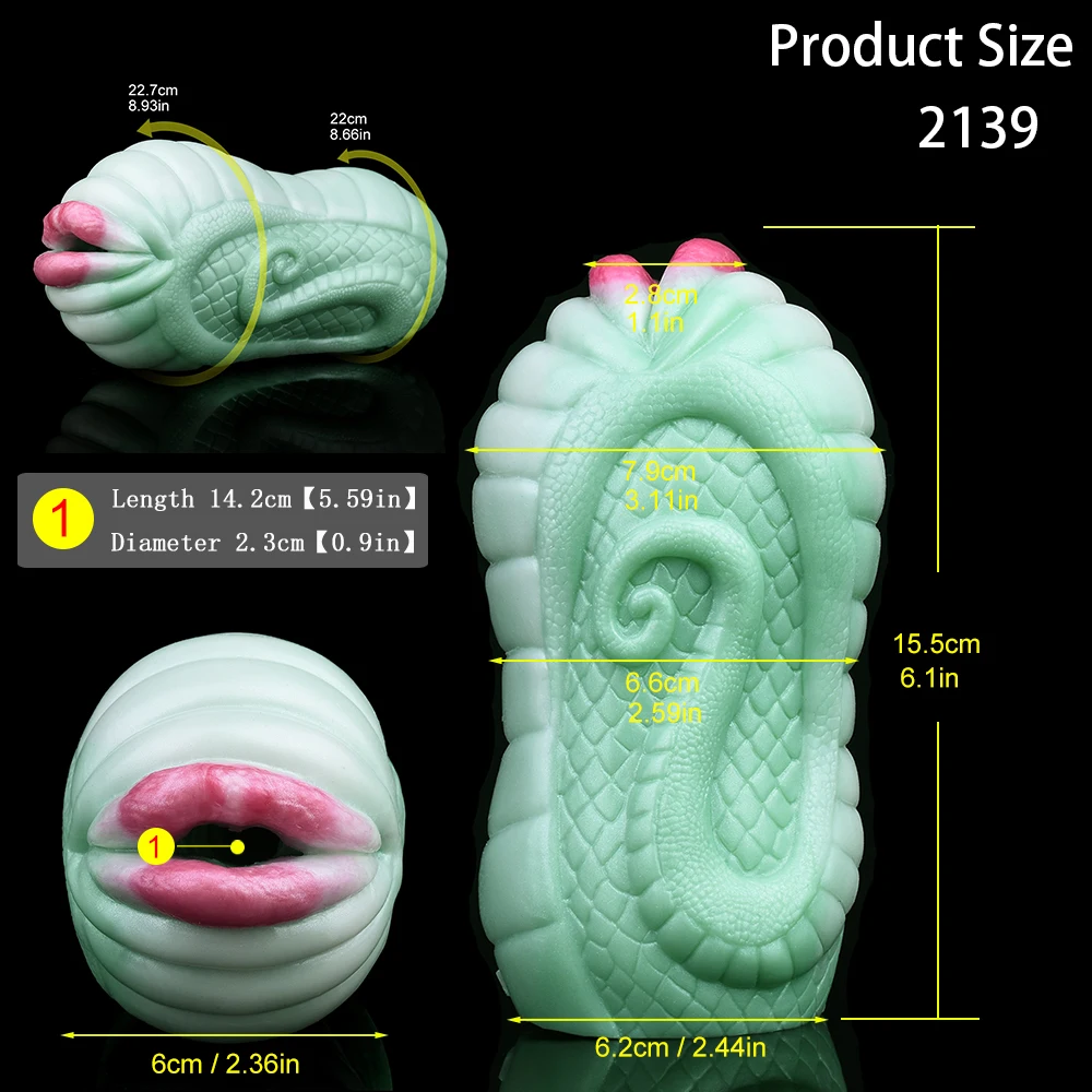 Мужской мастурбатор GEEBA Fantasy Green Snake мягкий силиконовый тренажер для пениса