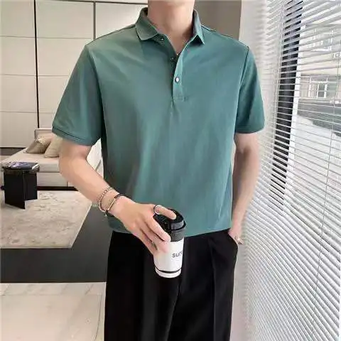 

V7521- Men's simple and personalized short sleeve polo 2022 new color placket Lapel T-shirt.
