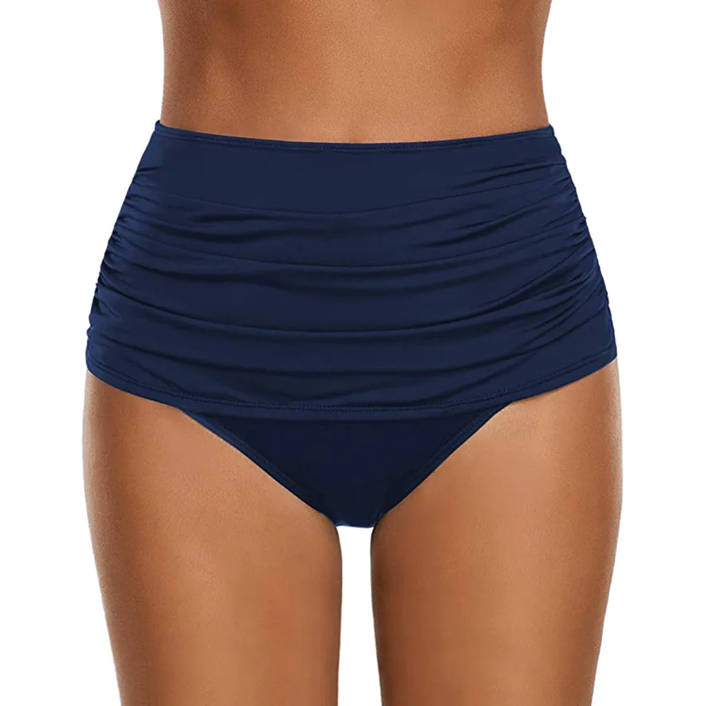 

Women's High Swimsuit Swim Ruched Tankini Bikini Bottom Waisted Briefs Swimwears Tankinis Set women's beach swimming trunks