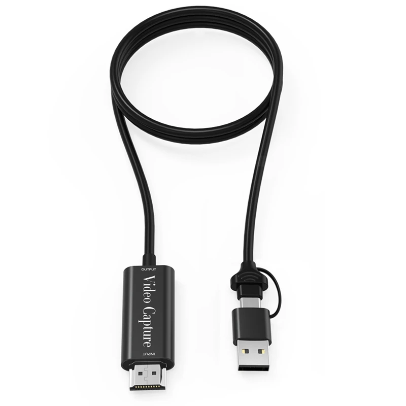 

1080P USB A/C Dual Interface HD Video HDMI-Compatible To USB Cable 2M Capture Card For Game/Live/Conference