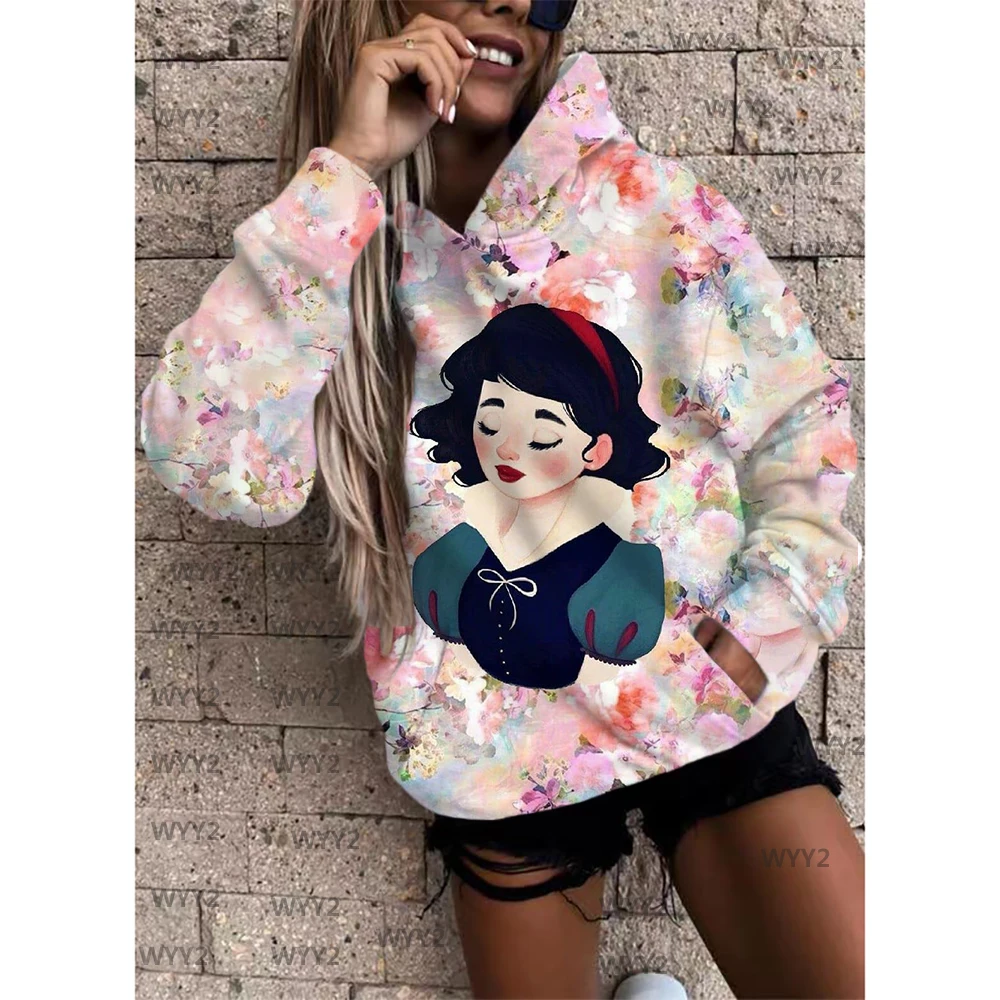 

Kawaii Disney Princess Floral 3d Print Women's Hoodie Streetwear Sweatshirt Oversized Pullover Sportswear Girls Sportswear