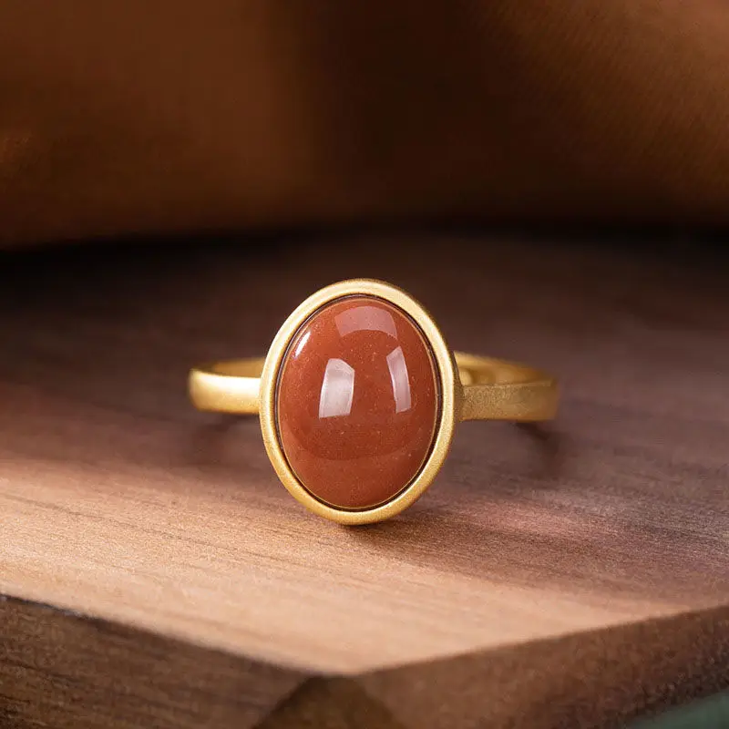 

Natural Stone Red Ring 925 High end Women's Open Oval Personality Ring Ring Jewelry New rings for women jewelry gothic