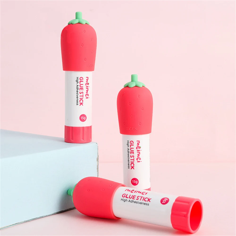 

1pc 8/15g Cute Strawberry Glue Stick Strong Adhesive Stick Student Handmake Tools Kawaii Stationery Glue Sticky Office Supplies