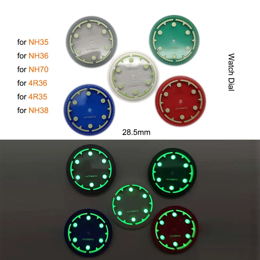 

28.5mm Strong Luminous Watch Dial Replacement for NH35 Dials Movement Modified Part for Diving Watches