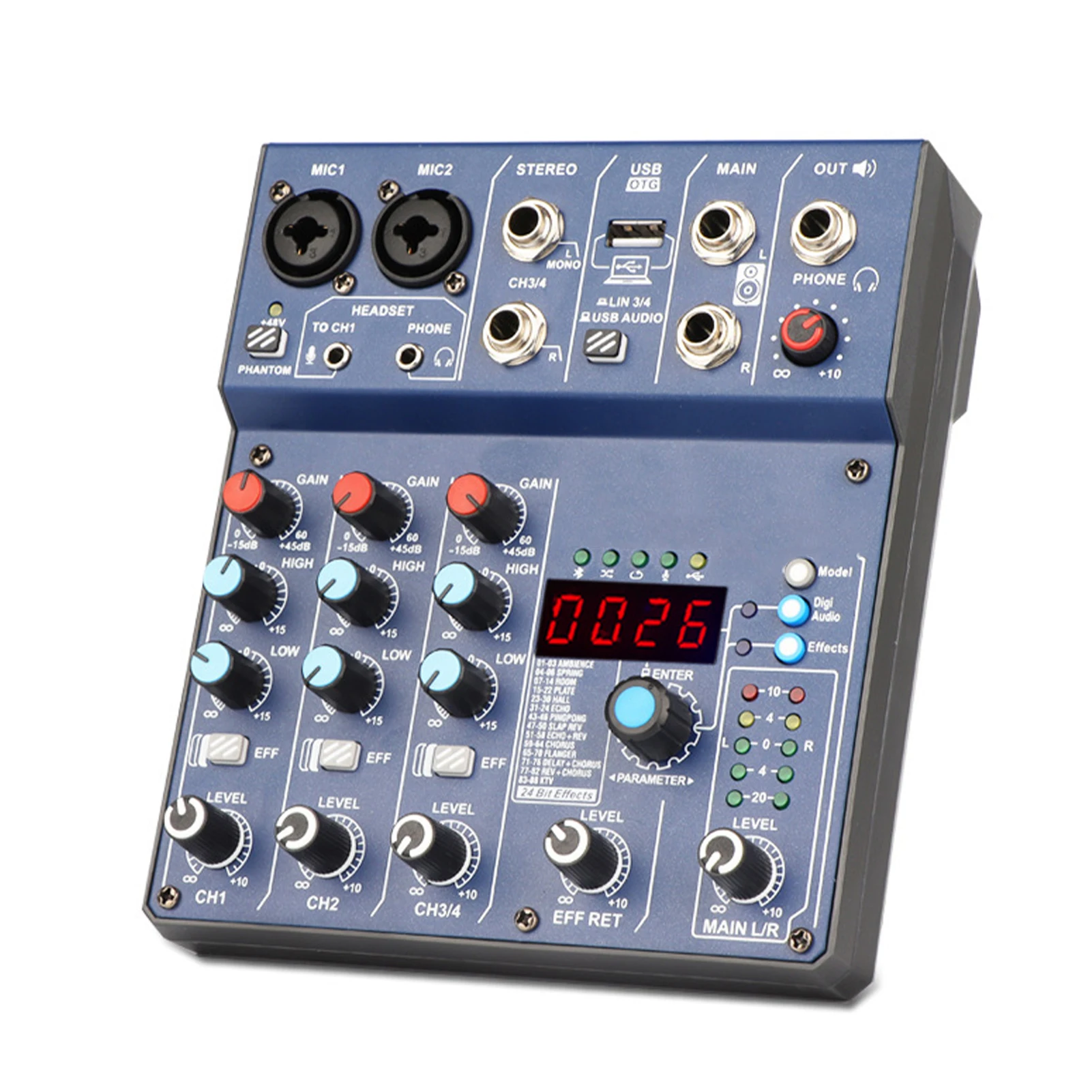 

Портативная звуковая карта, мини-микшер, стерео совместимый цифровой дисплей, домашний разъем для наушников, универсальный живой Транслято...