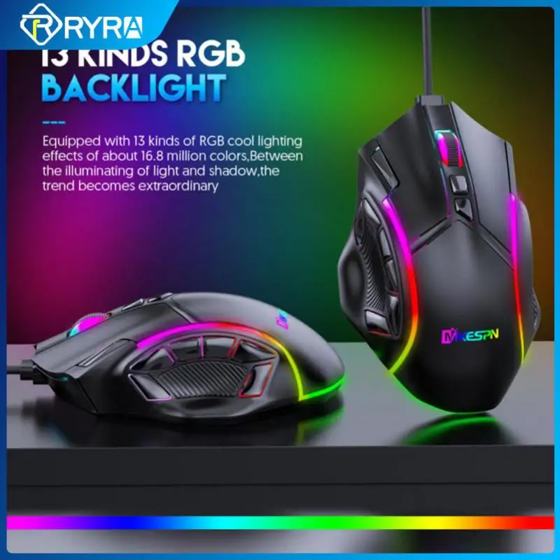 

RYRA Adjustable 12800DPI Mouse DPI 12 Button USB Wired Gaming Mouse With RGB Light Mice With Ergonomic Design For Desktop Laptop