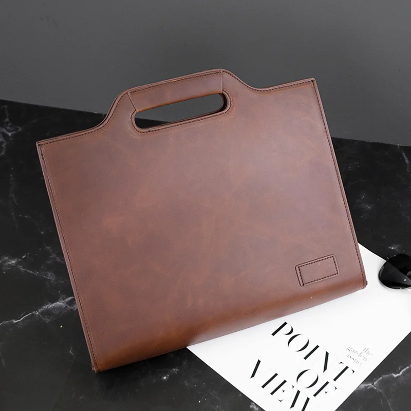 

Handbag Casual Bag Satchels Envelop Business Male Men Crazy Stereotyped Document Bag Horse Ipad Zipper Retro Leather Briefcase