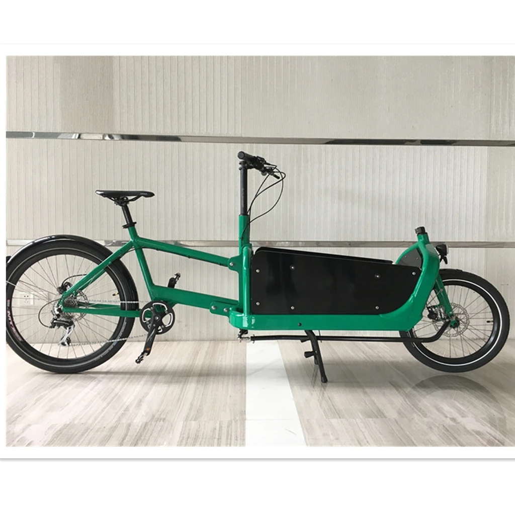 

non-electric alloy aluminum 6061 frame 2 wheel cargo bike with gear front wood box front and rear hydraulic disc brake