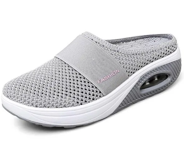 2022 Summer European and American Large Size Baotou Half Slippers Women's Mesh No Heel Slip-on Women's Shoes Flat Shoes