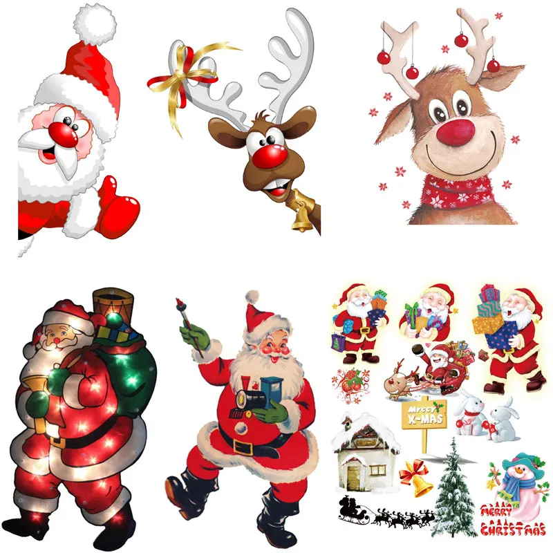 

Oeteldonk Christmas Santa Deer Iron on Transfers for Kids Clothing Cartoon Cute Gnome Snowman Rabbit Patches on Clothes Stickers