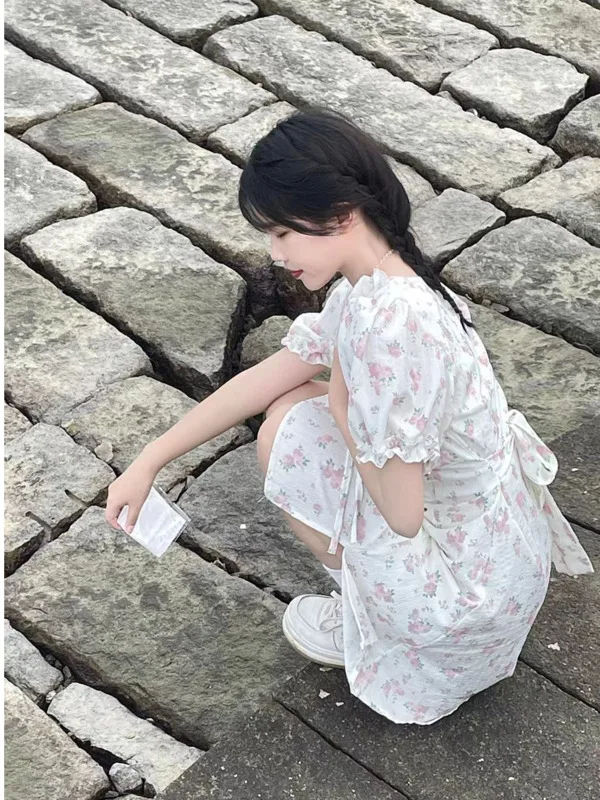 Новинка лета 2024 милое французское винтажное модное женское платье с