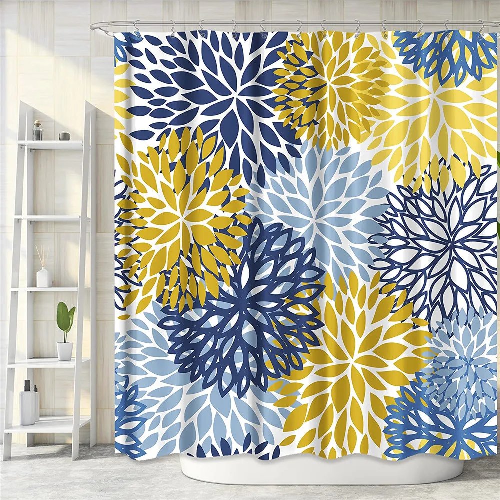 

Dahlia Pinnata Floral Shower Curtain, Colorful Flower Bathroom Curtain, Waterproof Fabric Shower Curtain for Bathroom Decor