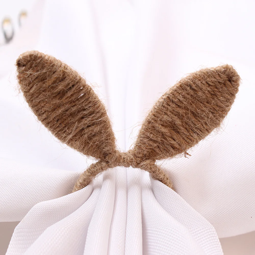 

6/PCSNew creative hotel Western restaurant set table napkin buckle Easter handmade hemp rope rabbit ears napkin ring napkin rin