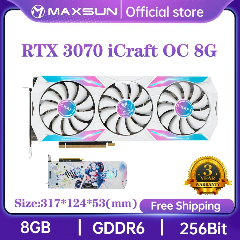 MAXSUN новые графические карты RTX 3070Ti 3070 icраф 8G GDDR6 GPU NVIDIA компьютер ПК 256bit PCI Express X16 4 0