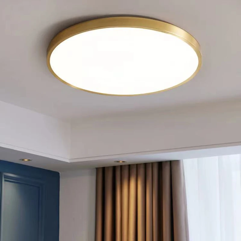 Nordic Lamps Ultra-thin LED Ceiling Light Luxury Bedroom Light Simple Modern Balcony Room Light Copper Living Room Light