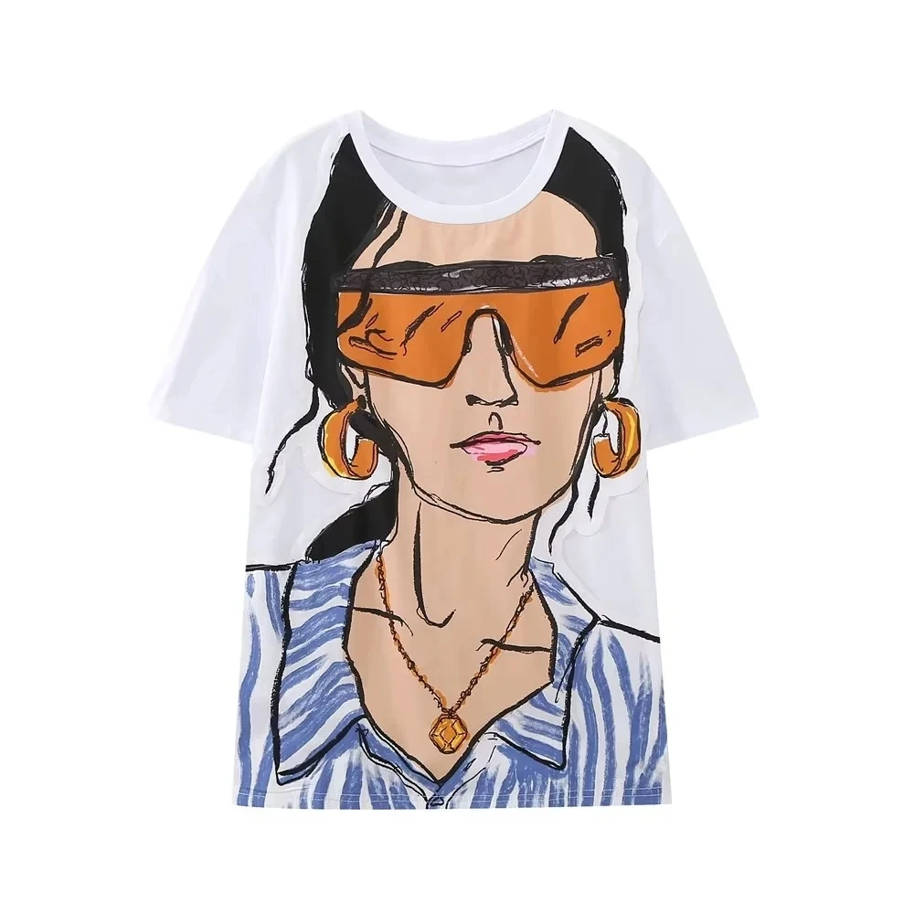 Sivatu Traf Women's T-shirt Short Sleeve Tee Tops Summer Y2k Streetwear Shirts Fashion Woman Blouse 2023 Summer T Shirt Female