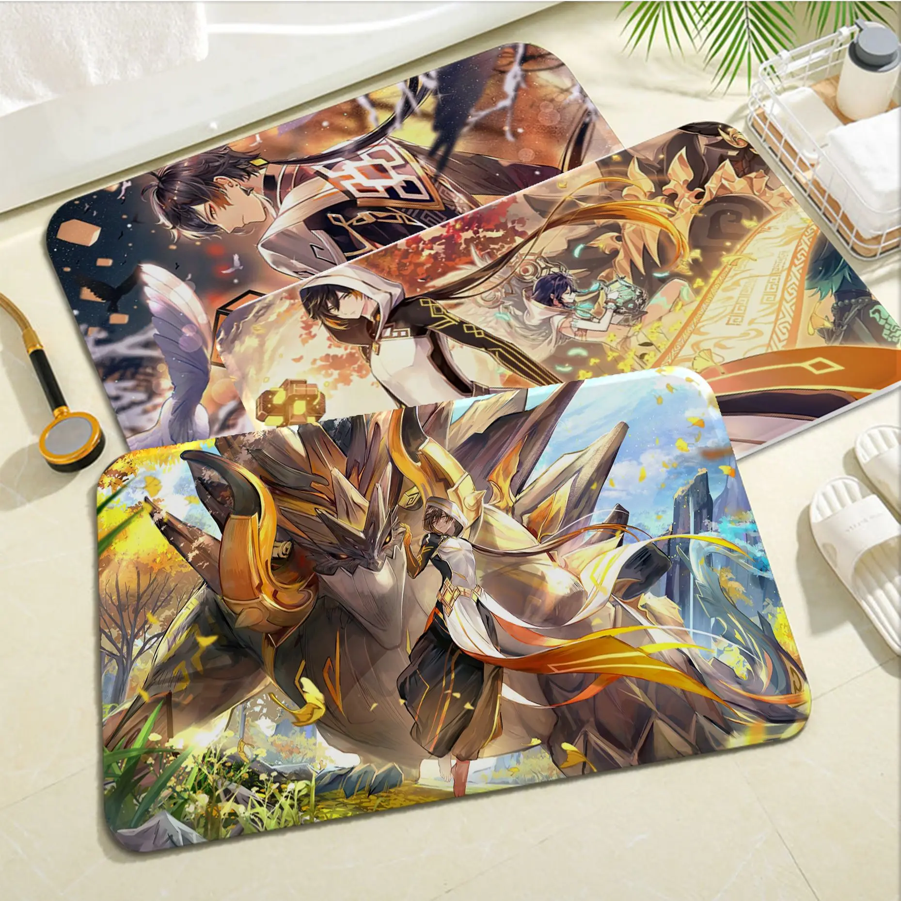 

Genshin Impact Zhongli Bathroom Mat Nordic Style Bedroom Living Room Doormat Home Balcony Anti-Slip Modern Home Decor