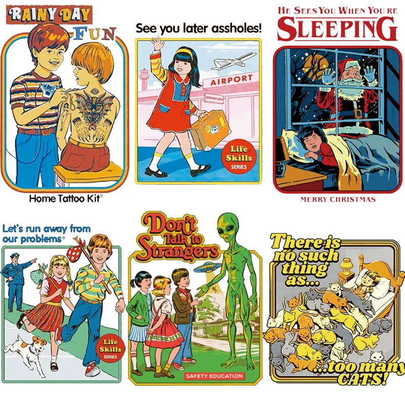 

Dark Humor Cartoon Patches Thermal Stickers on Clothes Iron-on Transfers for Clothing Thermoadhesive Patch Hot Applique for Kids