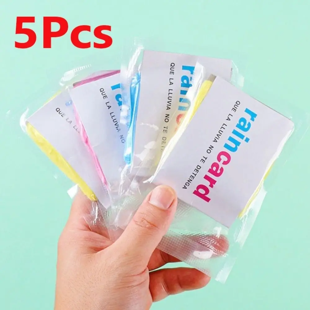 

5PCS Waterproof Mini Card Raincoat Compression Disposable Portable Disposable Raincoat Vacuum Convenient Hooded Rain Cape