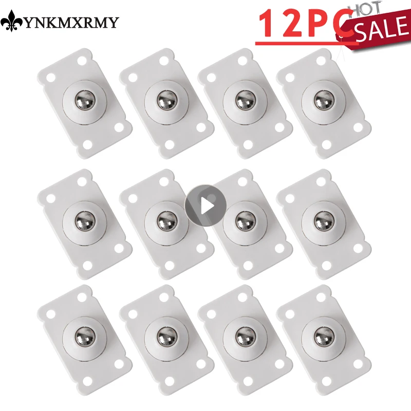 

12Pcs Wheels For Furniture Caster Stainless Steel Roller Self Adhesive Furniture Caster Home Strong Load-bearing Universal Wheel