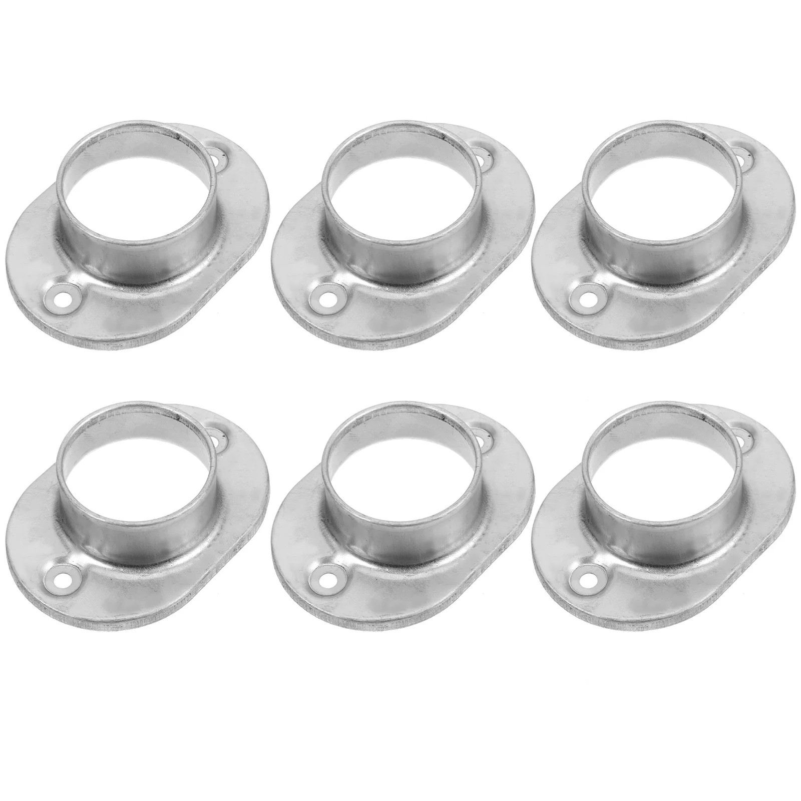 

6 Pcs Handrail Base Flange Floor Fence Post Plate Zinc Steel Deck Railing Bracket Tube