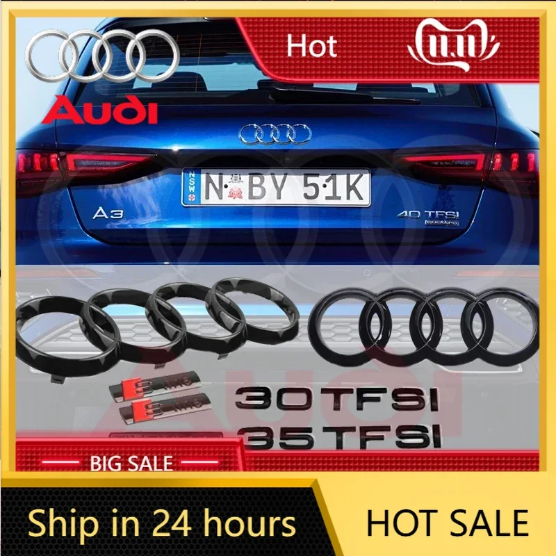 Фото Новинка 2025 года: Эмблема-наклейка на капот и багажник для Audi A3 2010-2020, 2020-2024 (Quattro, Sline, 35TFSI) – Замена оригинальной запчасти №1