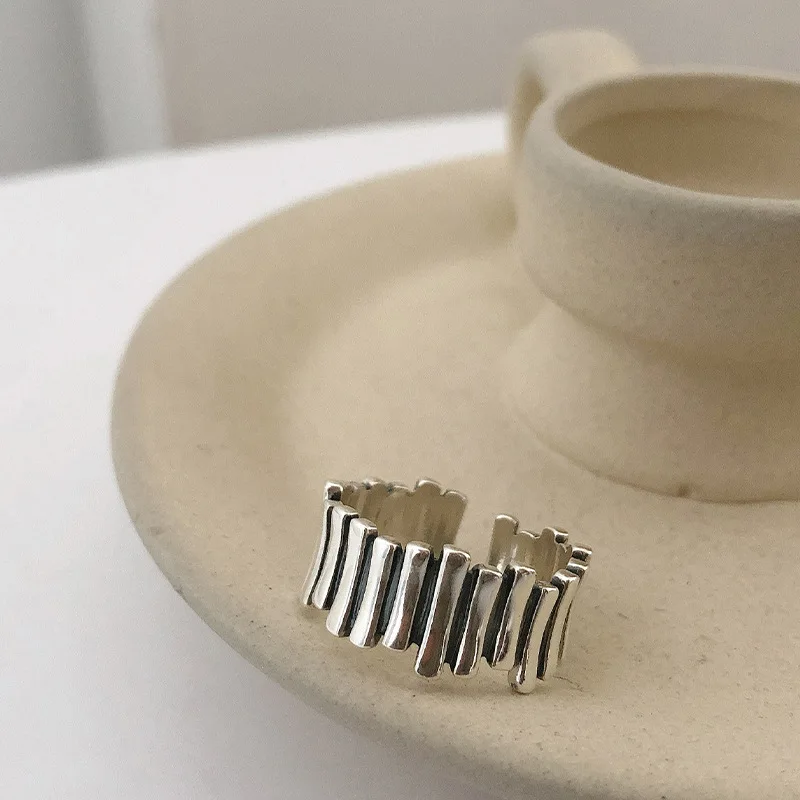 

Silver Color Creative Personality Irregular Splicing Ring Man Woman Trendy Geometric Simple Fashion Temperament Gifts