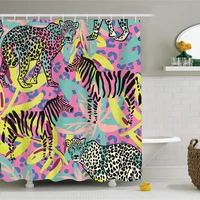 psychedelic animals shower curtain digital printing leopard zebra fur texture bath decor household waterproof curtain for toilet
